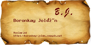 Boronkay Jolán névjegykártya