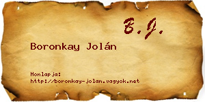 Boronkay Jolán névjegykártya