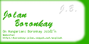 jolan boronkay business card